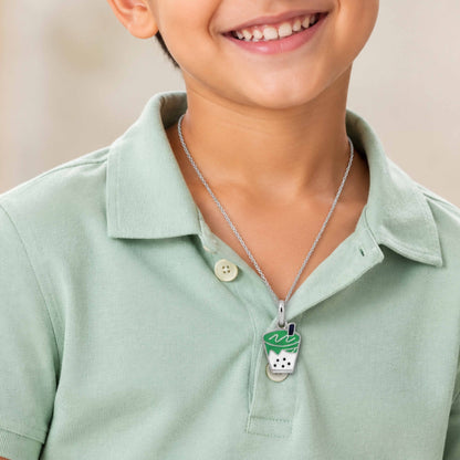 Silver BobaTea Kids Rakhi Pendant