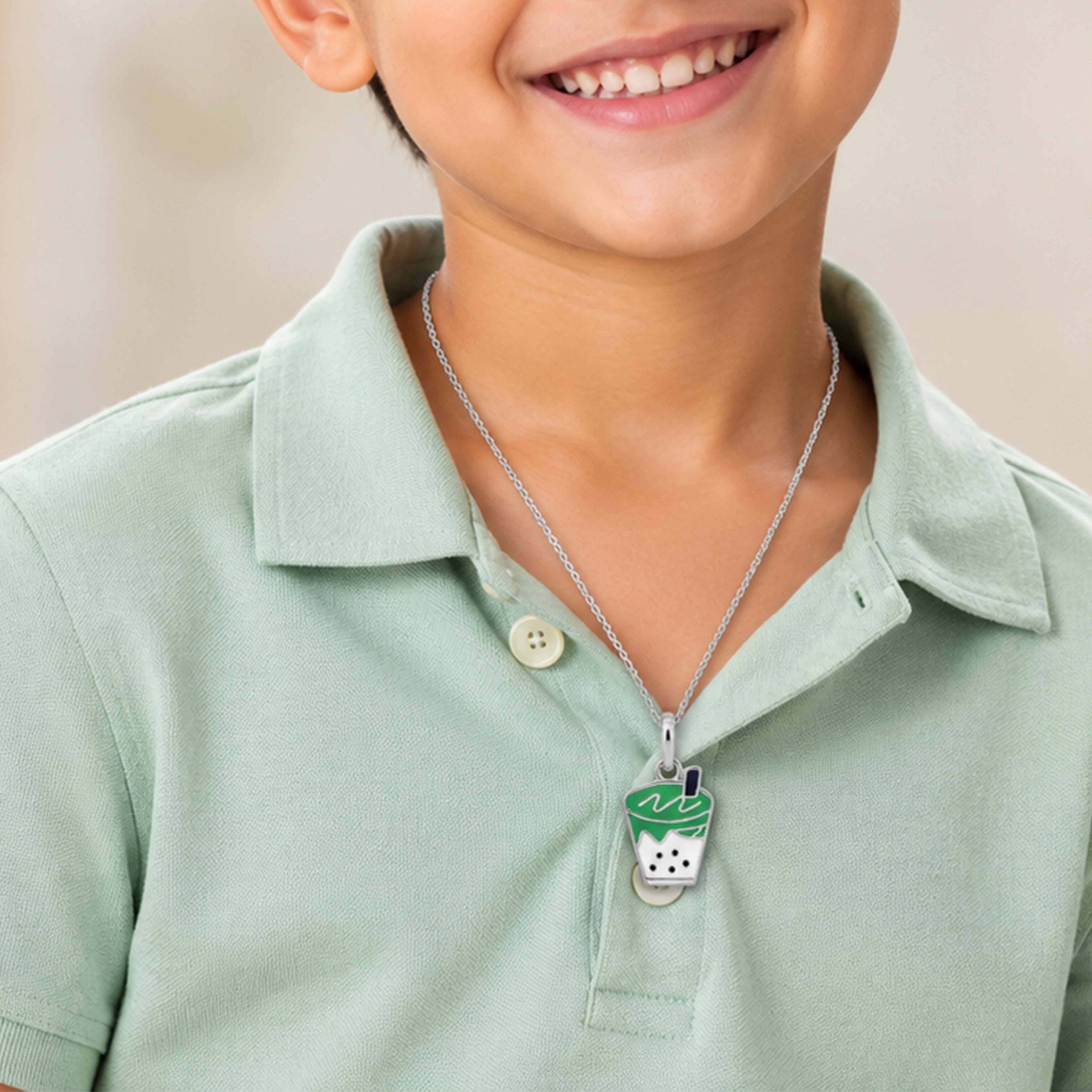 Silver Boba Tea Kids Pendant