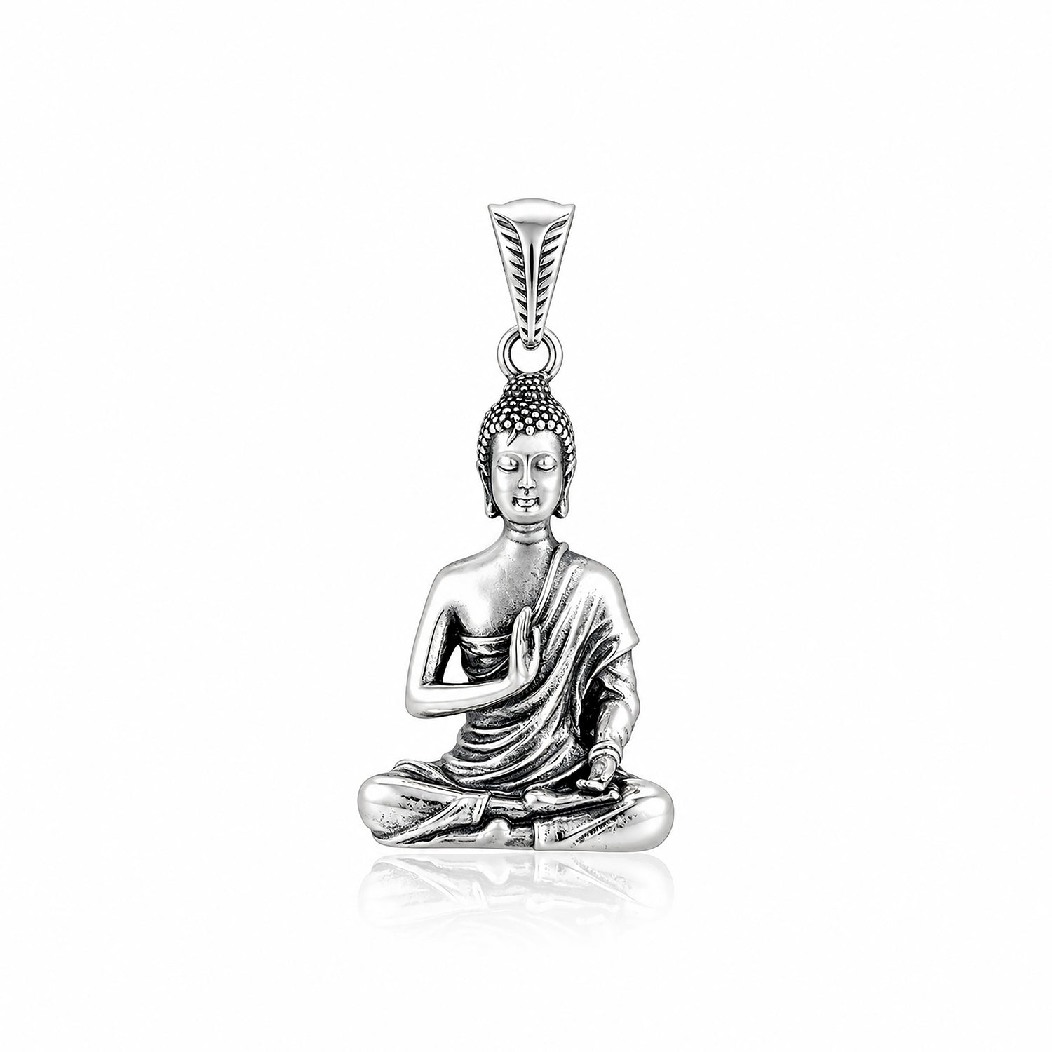 Silver Buddha Antique Rakhi Pendant