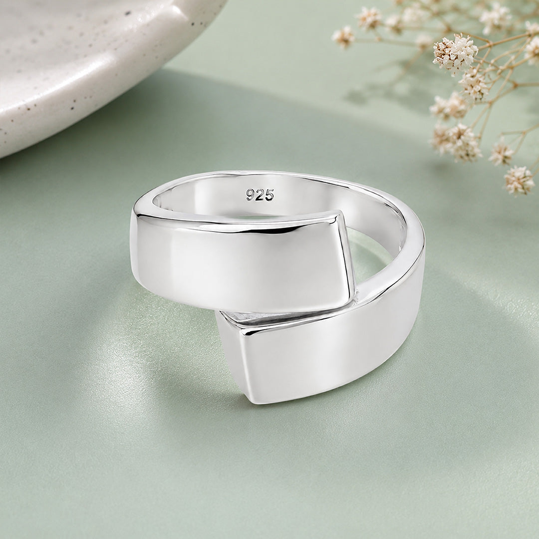 Silver Bypass Wrap Ring