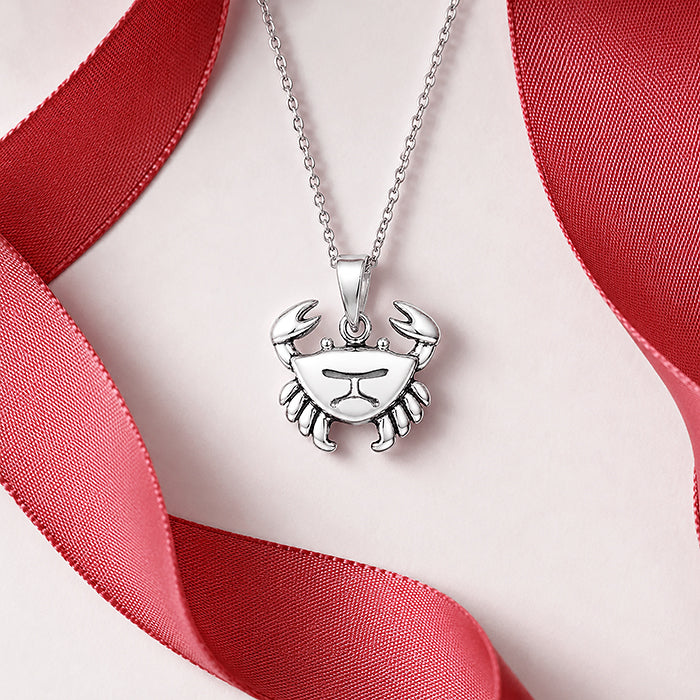 Silver Cancer Crab Zodiac Pendant