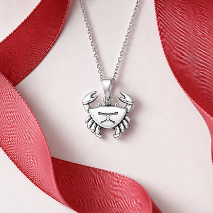Silver Cancer Crab Zodiac Pendant