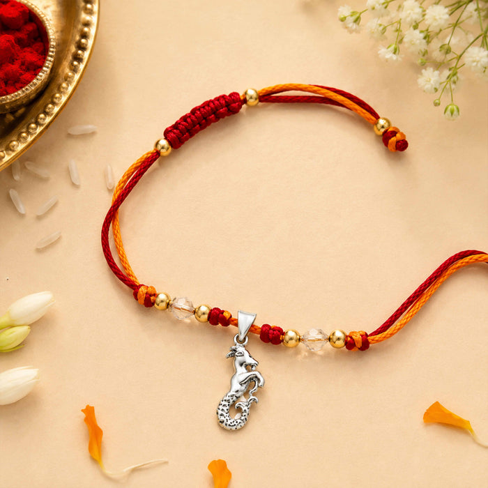 Silver Capricorn Zodiac Rakhi Pendant