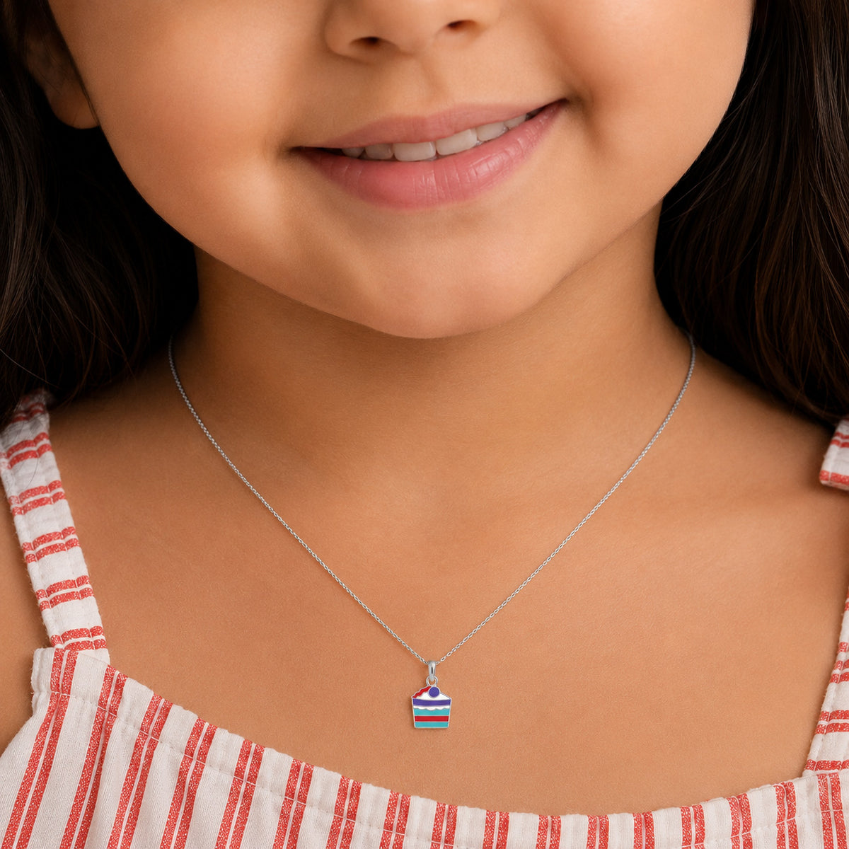 Silver Colourful Cake Pendant