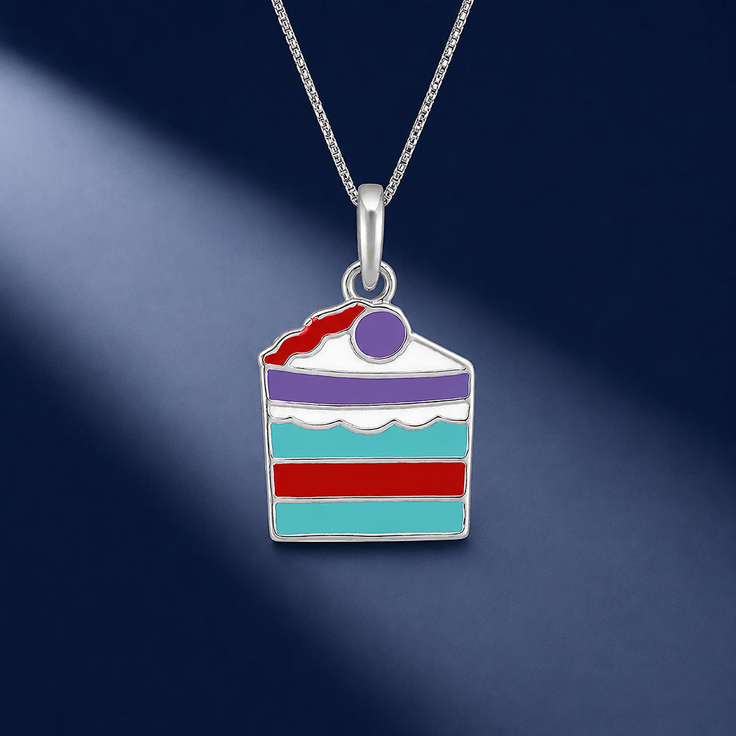 Silver Colourful Cake Pendant