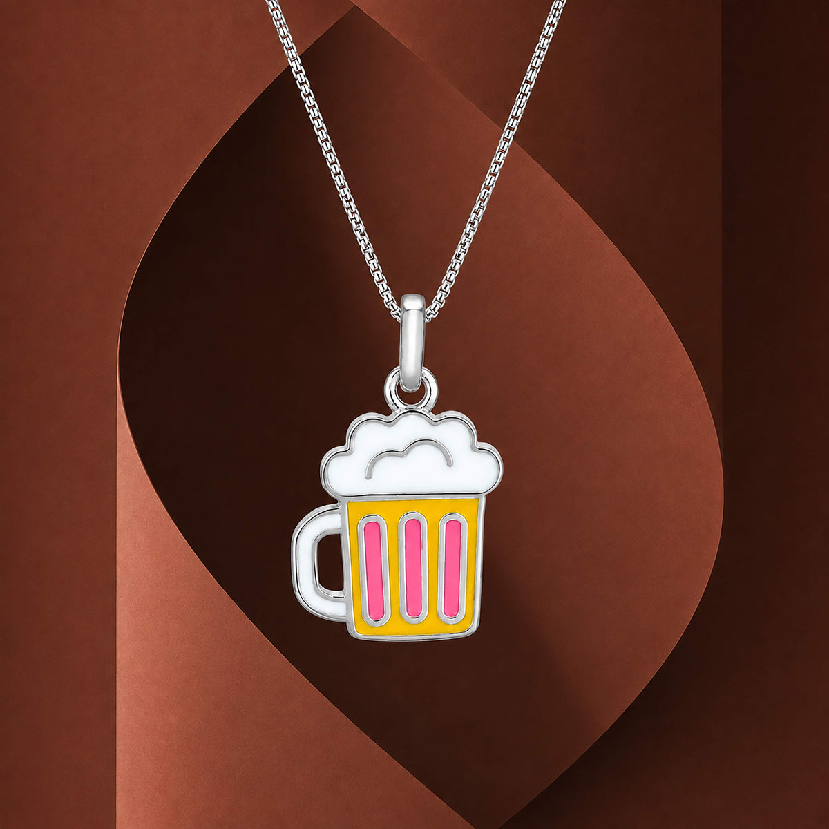 Silver Colourful Mug Pendant