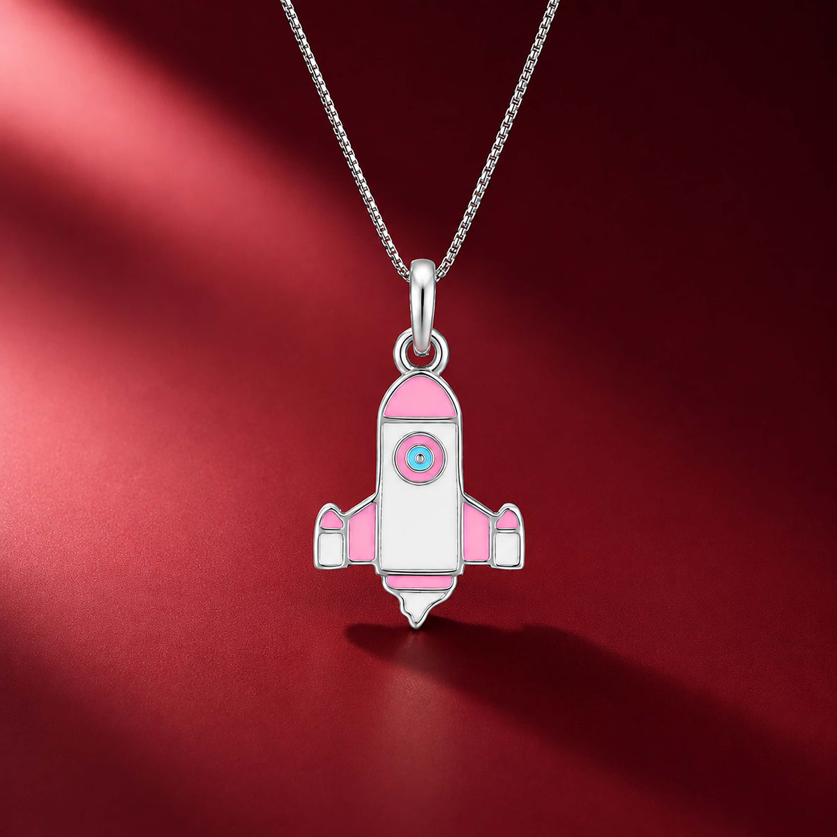 Silver Colourful Rocket Pendant