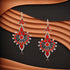 Silver Coral Red Chandelier Earrings