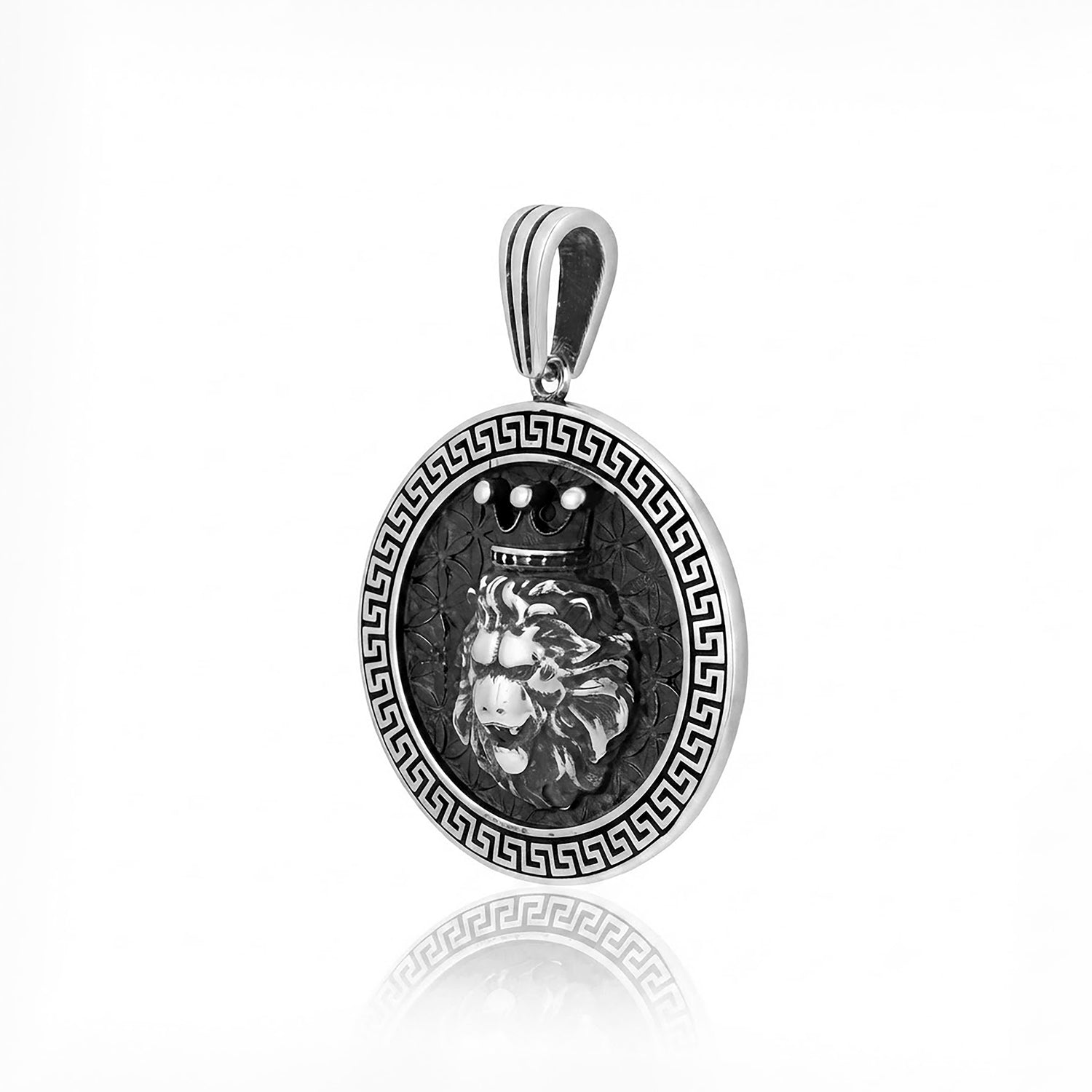 Silver Crowned Lion Medallion Rakhi Pendant