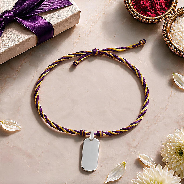 Silver Dog Tag Rakhi Pendant