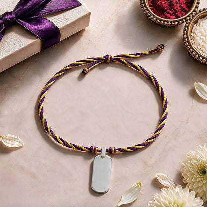 Silver Dog Tag Rakhi Pendant