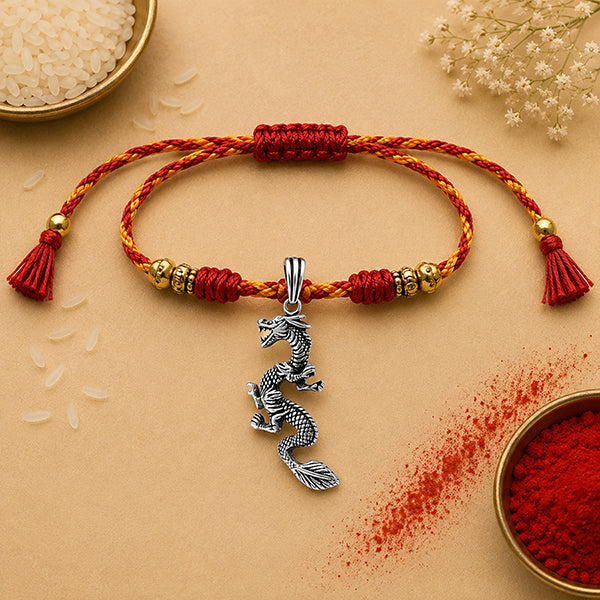 Silver Dragon Rakhi Pendant