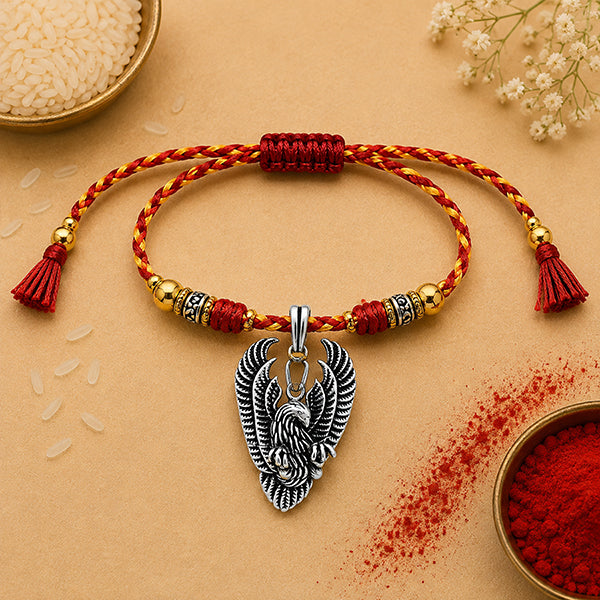 Silver Eagle Wings Rakhi Pendant
