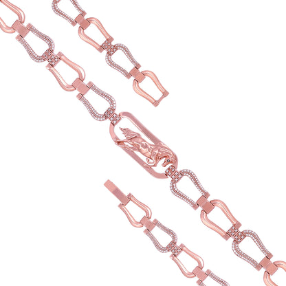 925 Sterling Silver Elongated Flat Link Chain Rose Gold Plated Bracelets For Women