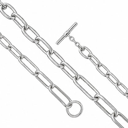 Silver Elongated Open Link Toggle Bracelet