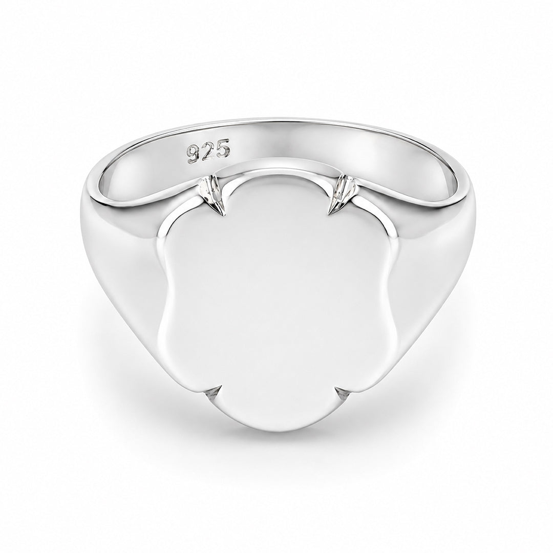 Silver Flower Signet Ring
