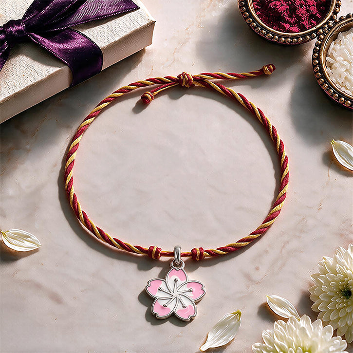 Silver Flower Kids Rakhi Pendant