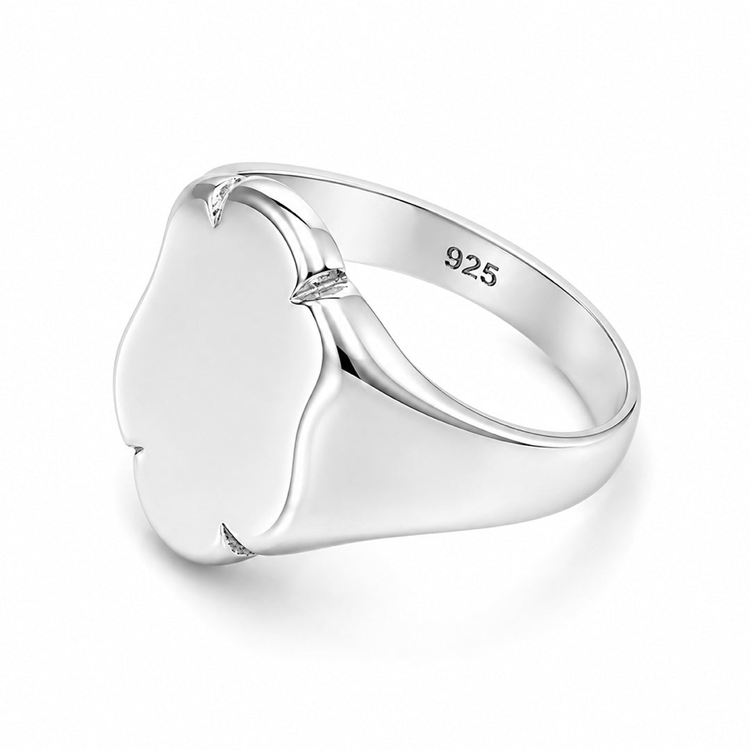Silver Flower Signet Ring