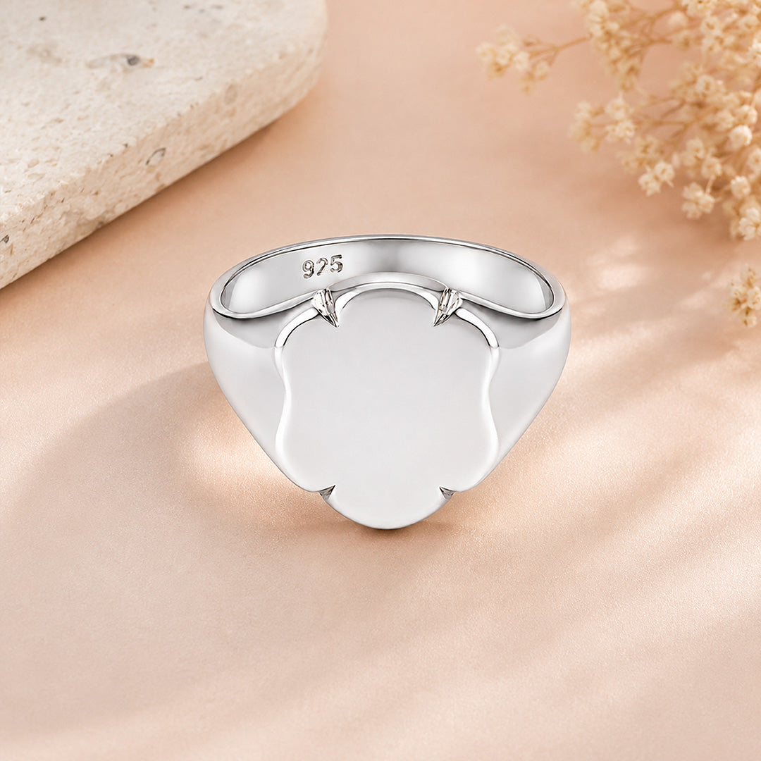 Silver Flower Signet Ring