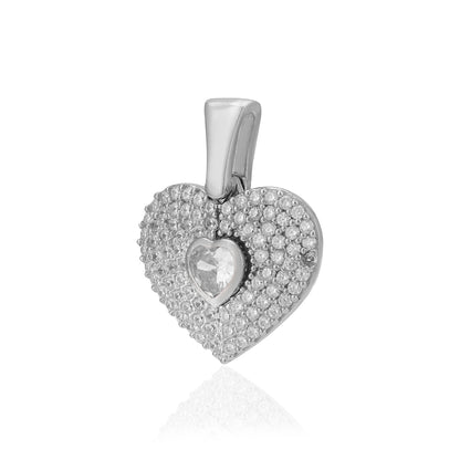 Gleaming Heart In Heart Rhodium Plated 925 Pendants