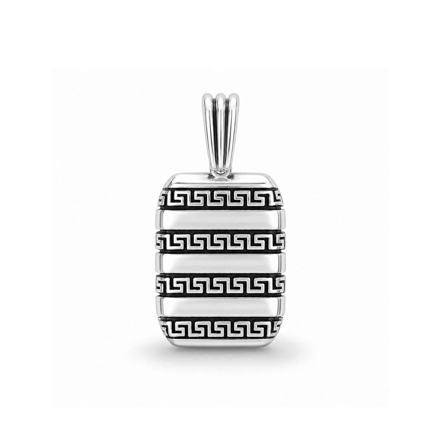 Silver Greek Key Bar Rakhi Pendant