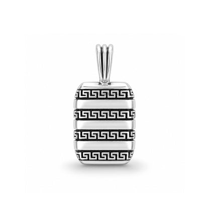 Silver Greek Key Bar Rakhi Pendant