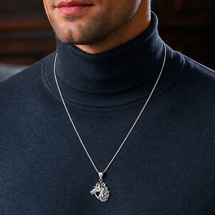 Silver Horse Head Rakhi Pendant