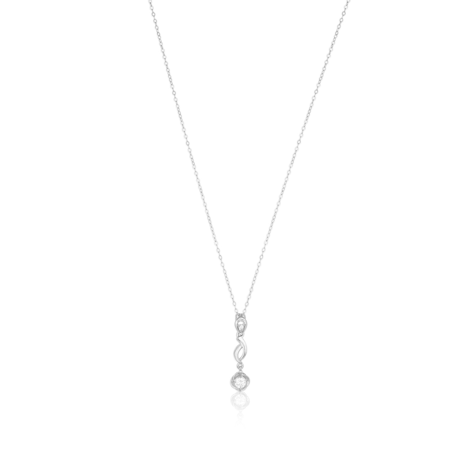 Silver Infinity Drop Solitaire Chain Pendant