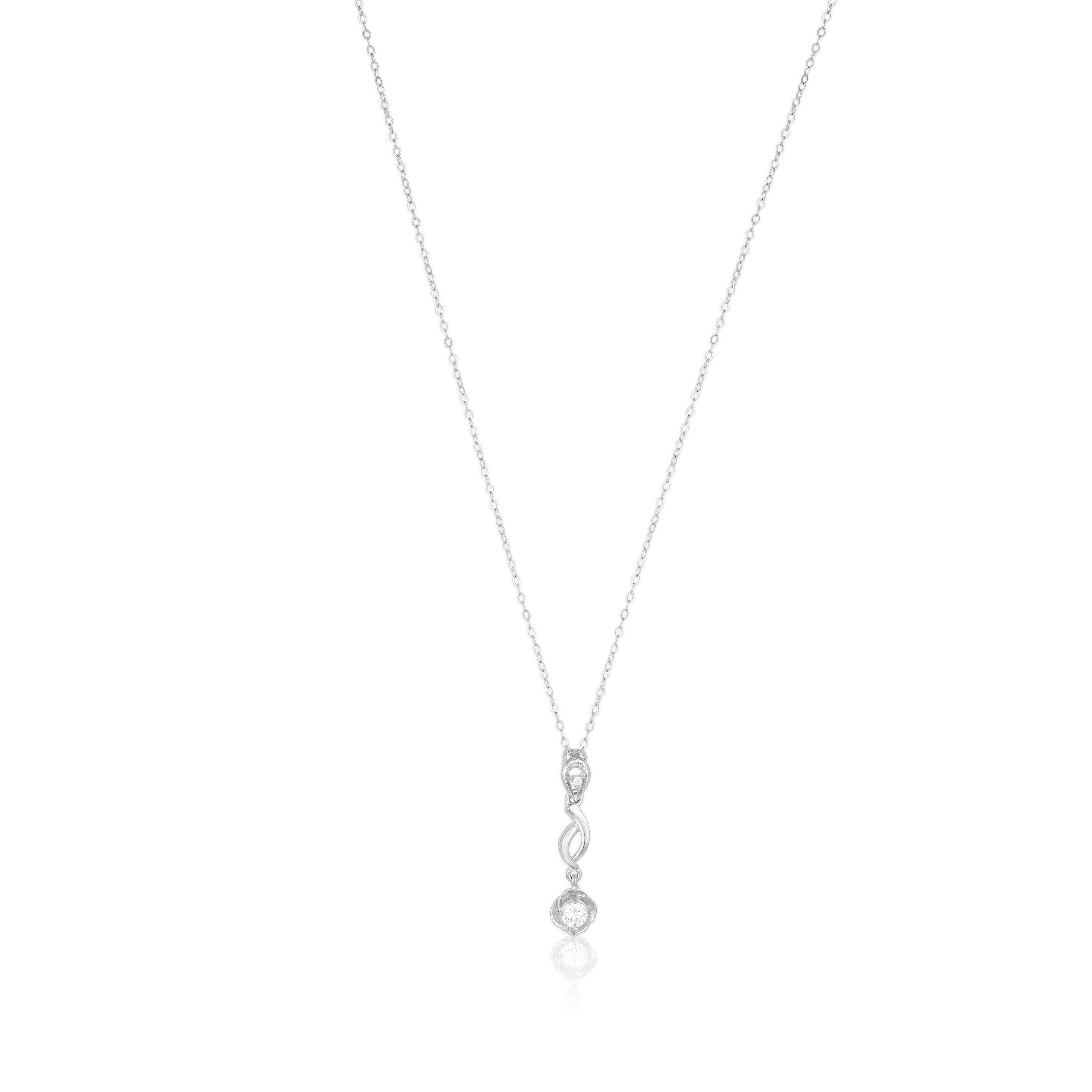 Silver Infinity Drop Solitaire Chain Pendant