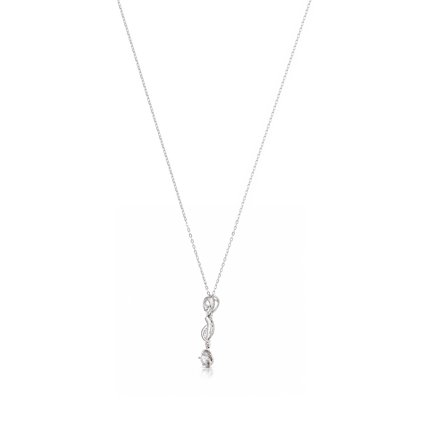 Silver Infinity Drop Solitaire Chain Pendant