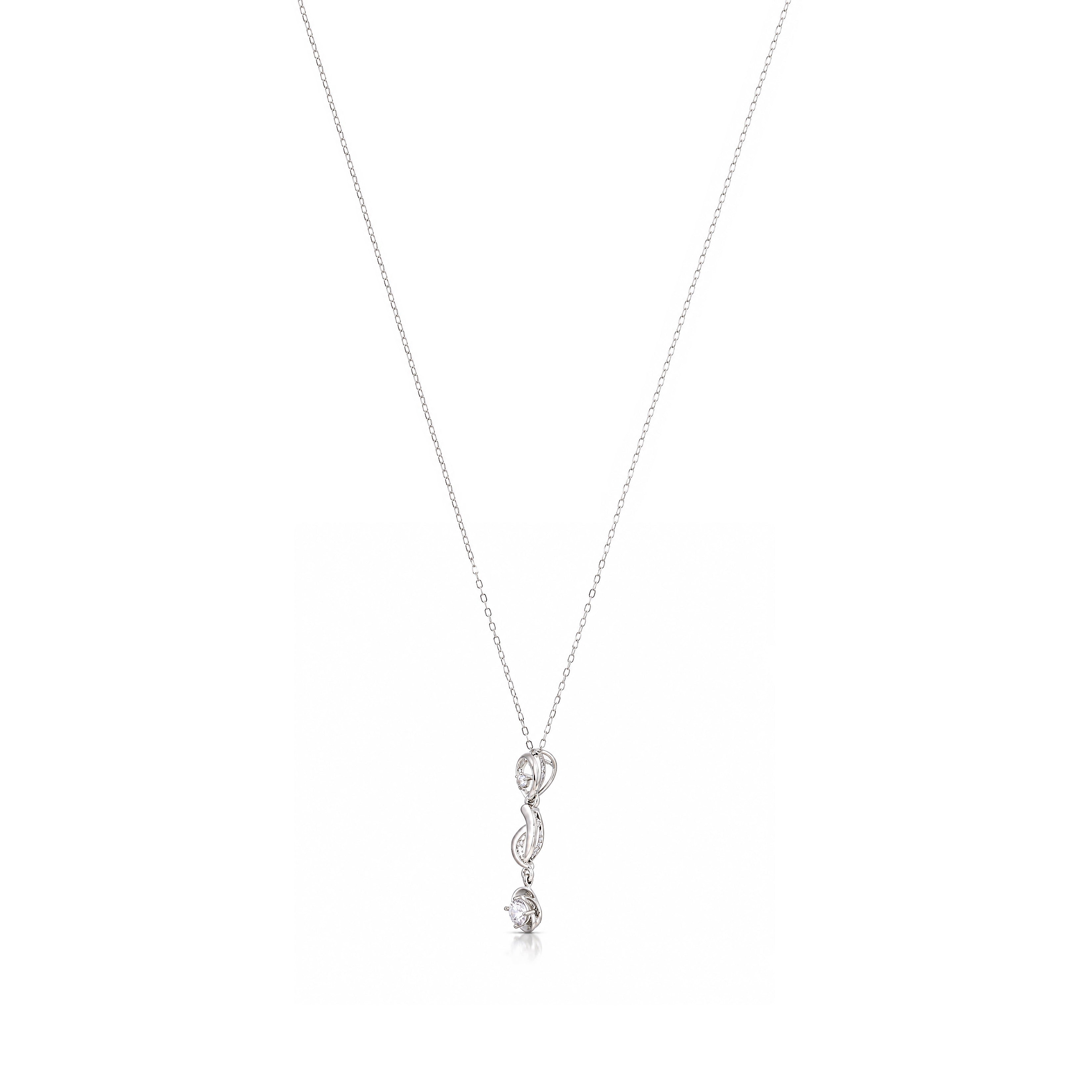 Silver Infinity Drop Solitaire Chain Pendant