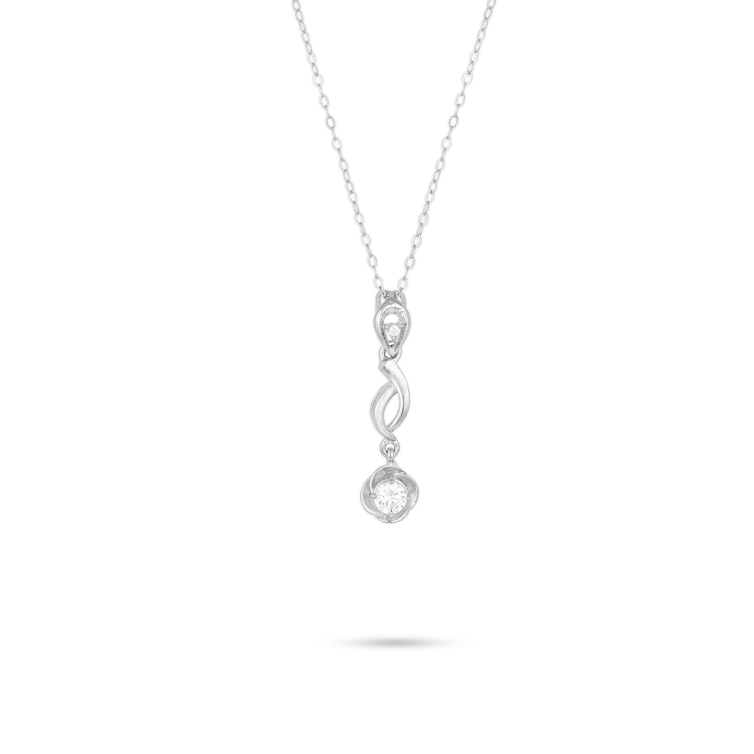 Silver Infinity Drop Solitaire Chain Pendant