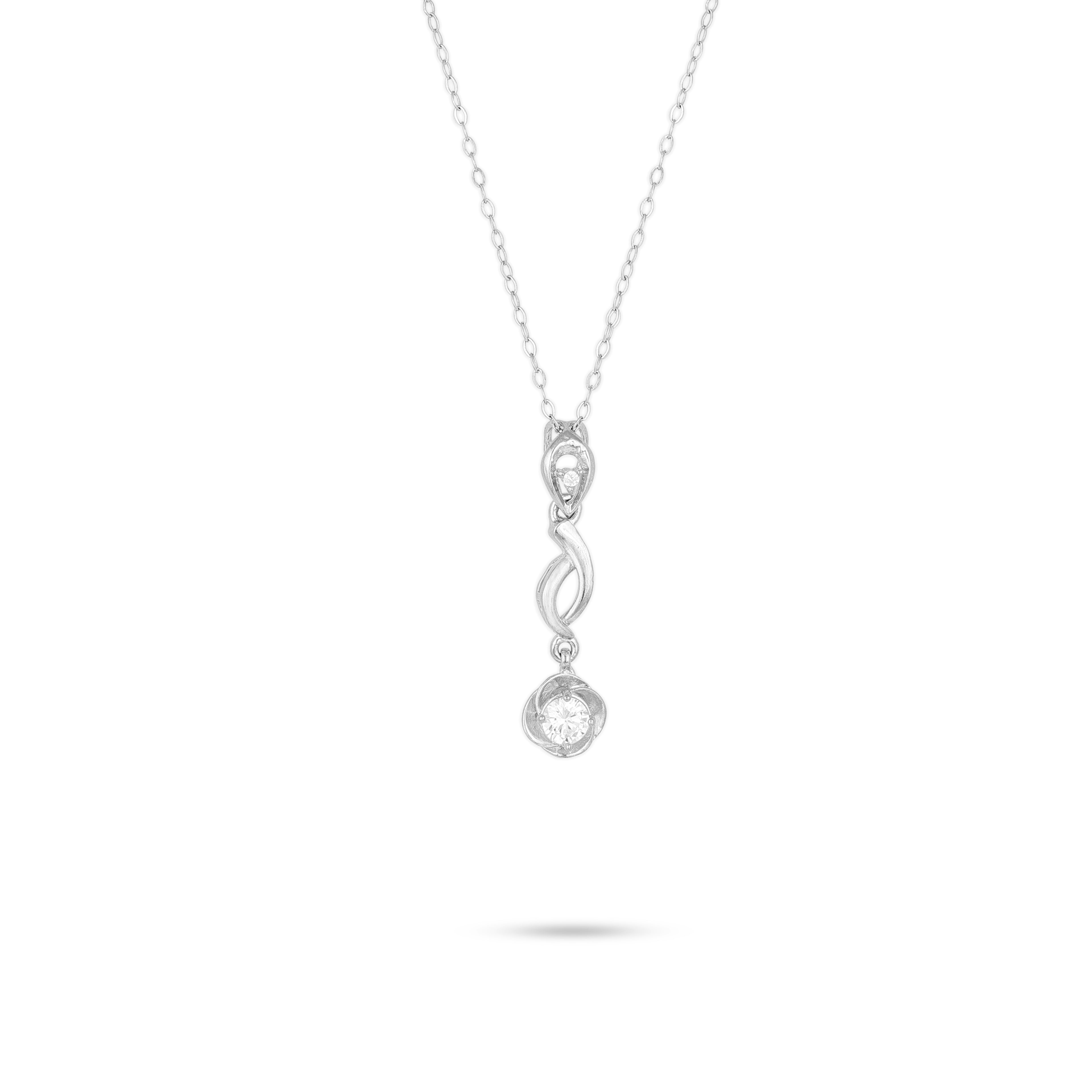 Silver Infinity Drop Solitaire Chain Pendant