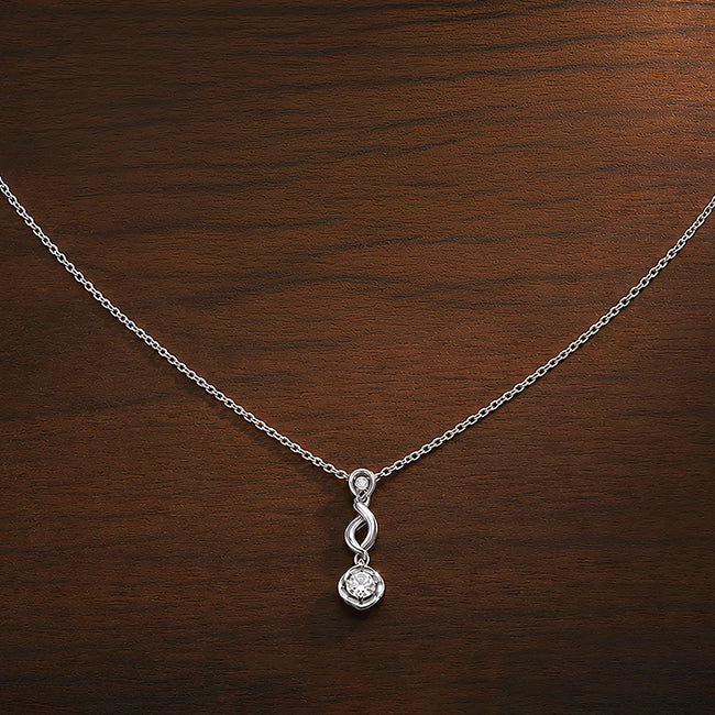 Silver Infinity Drop Solitaire Chain Pendant