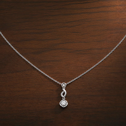 Silver Infinity Drop Solitaire Chain Pendant
