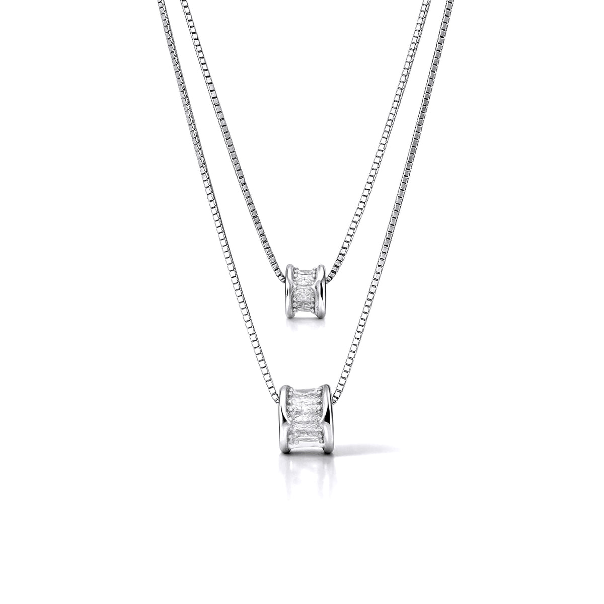 Silver Layered Barrel Chain Pendant
