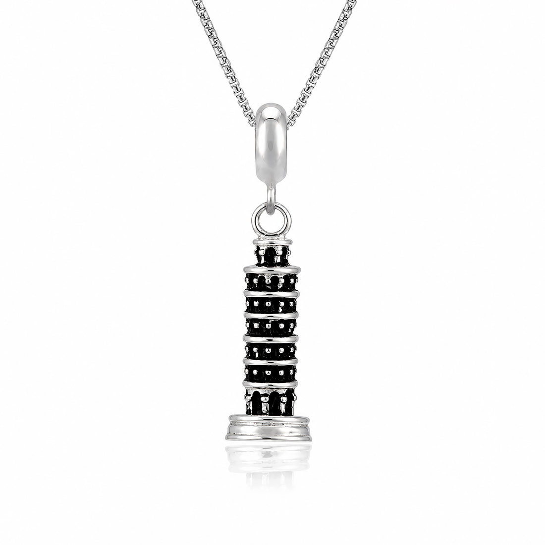 Silver Leaning Tower of Pisa Pendant