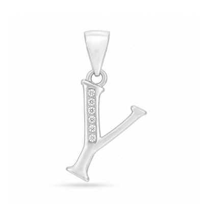 Silver Letter Y Initial CZ Pendant