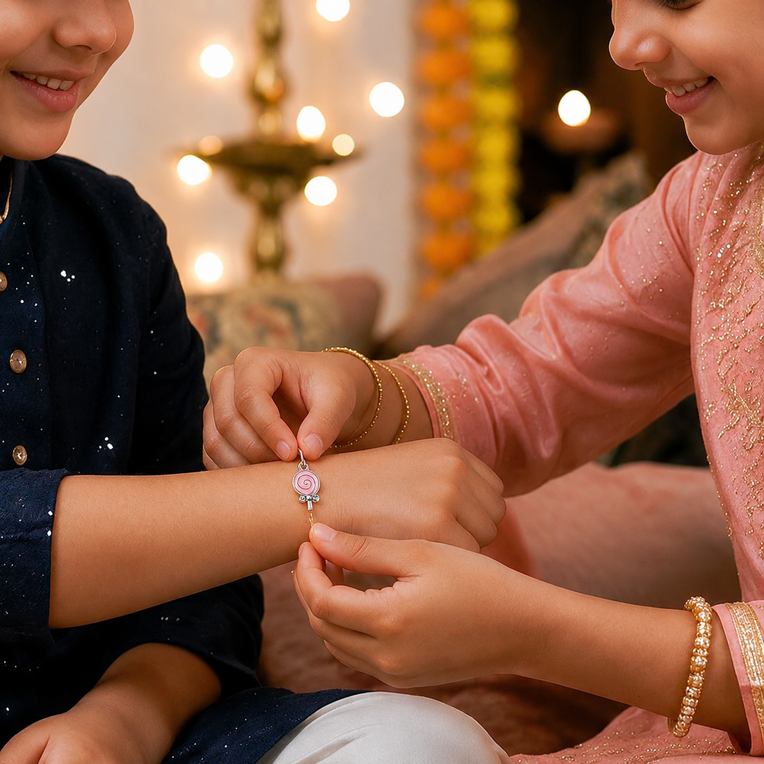 Silver Lollipop Kids Rakhi Pendant