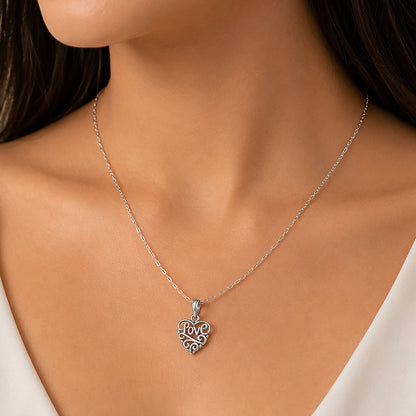 Silver Love Heart Chain Pendant
