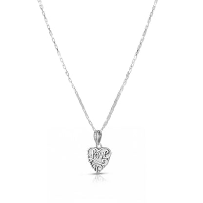 Silver Love Heart Chain Pendant