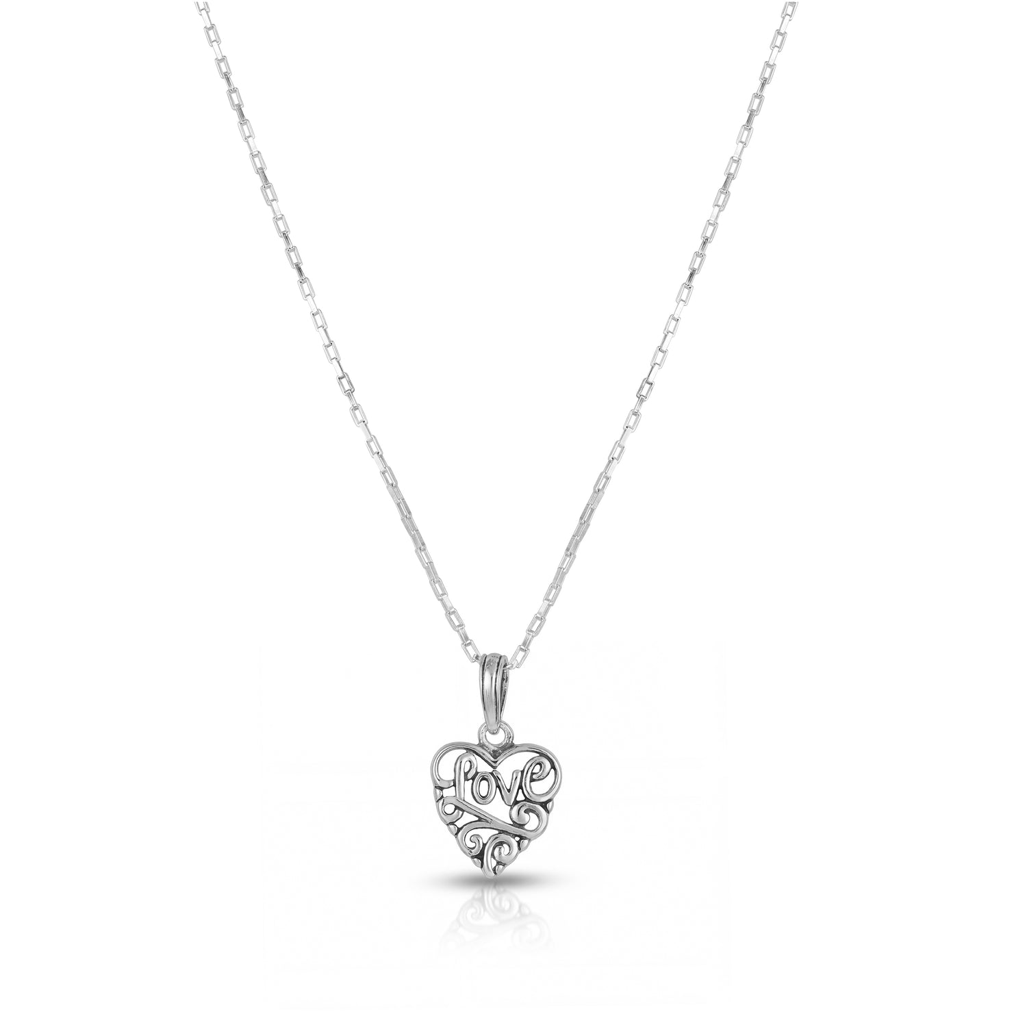 Silver Love Heart Chain Pendant