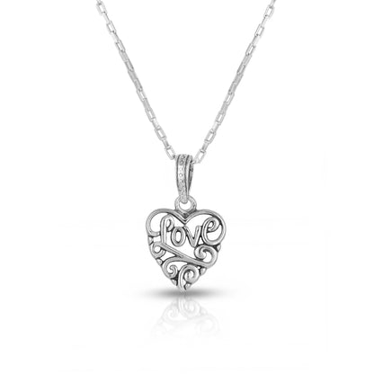 Silver Love Heart Chain Pendant
