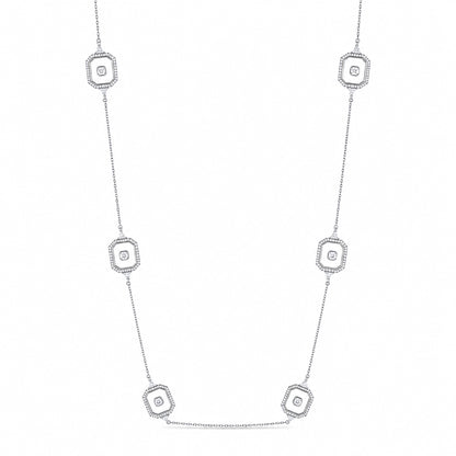 Silver Multi-Station Bezel Necklace