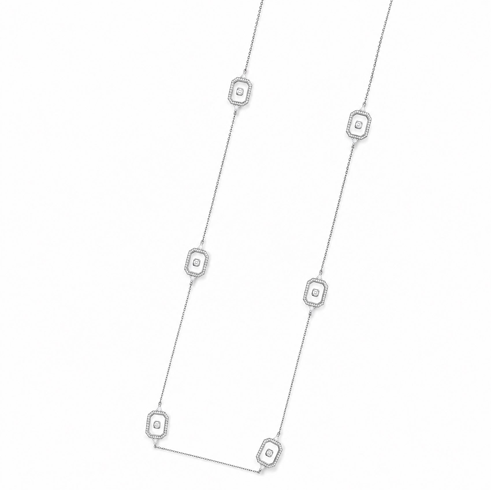 Silver Multi-Station Bezel Necklace