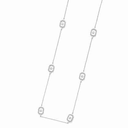 Silver Multi-Station Bezel Necklace