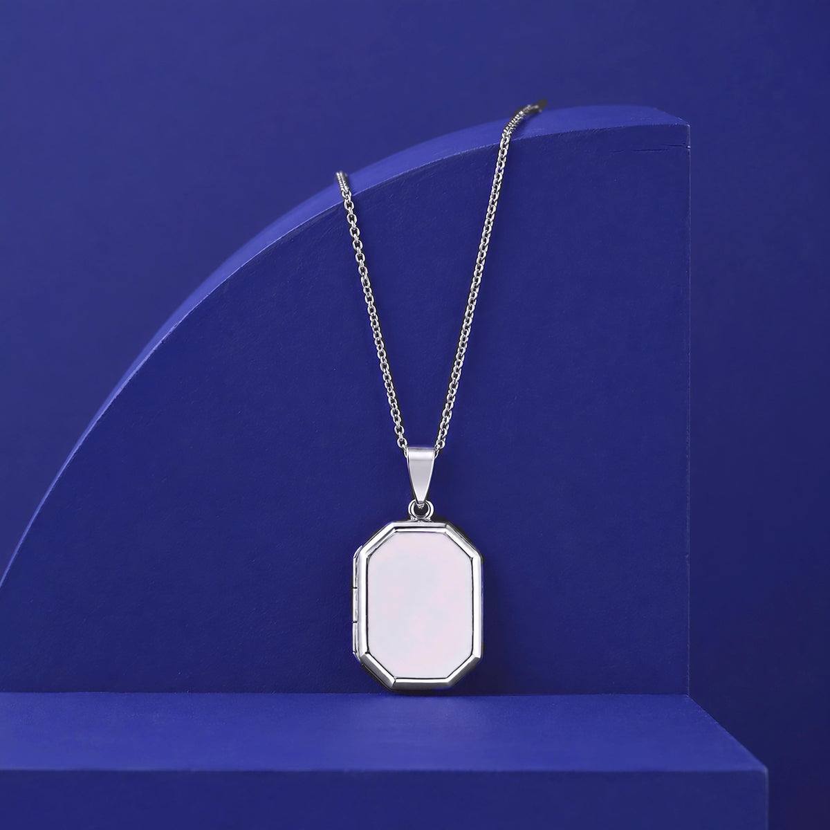 Silver Octagon Photo Locket Pendant