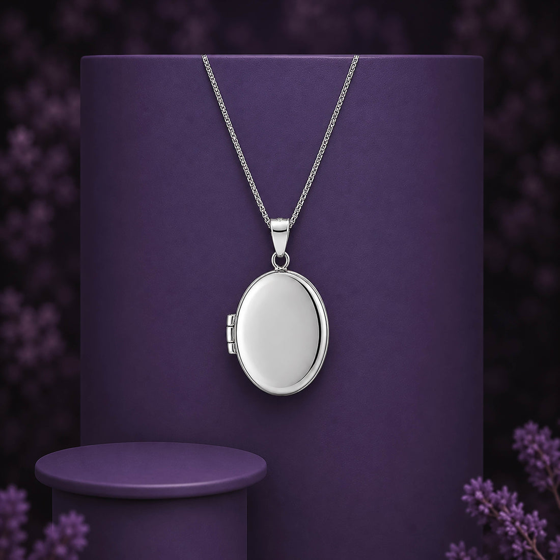 Silver Oval Photo Locket Pendant