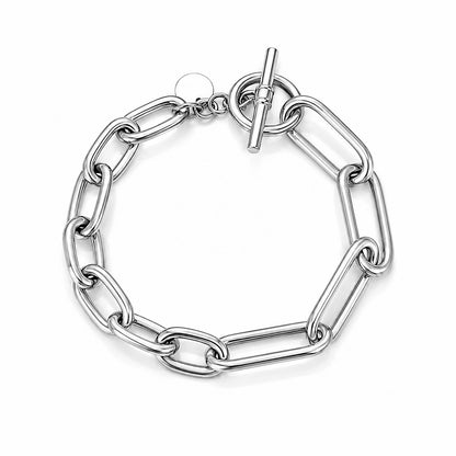Silver Paperclip Link Toggle Bracelet