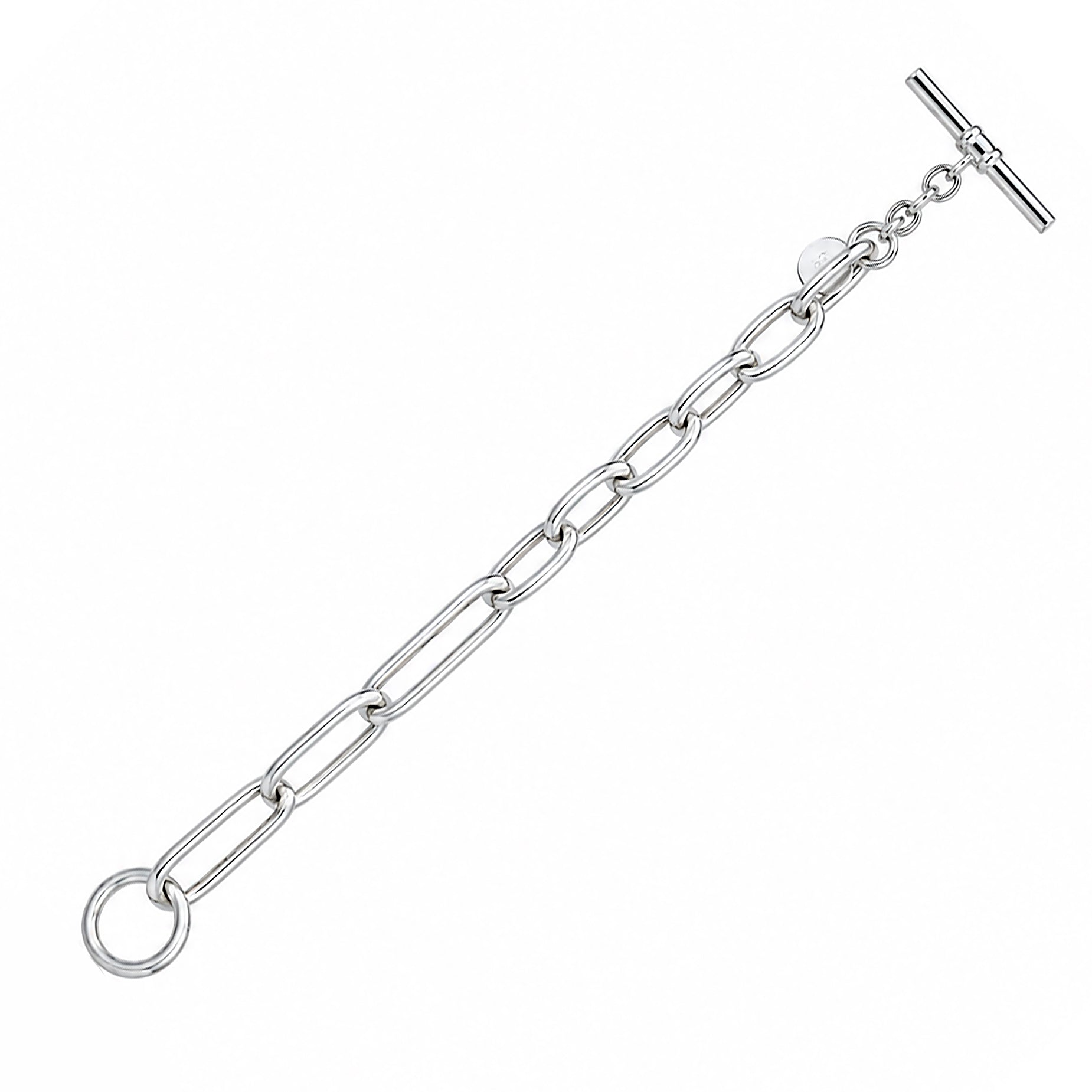 Silver Paperclip Link Toggle Bracelet